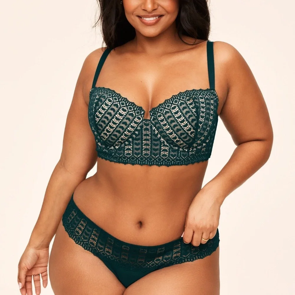 Black Eyelet Heart Shape Cutout Mesh Women's Nylon Bra